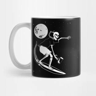 Surfing Space Skeleton Mug